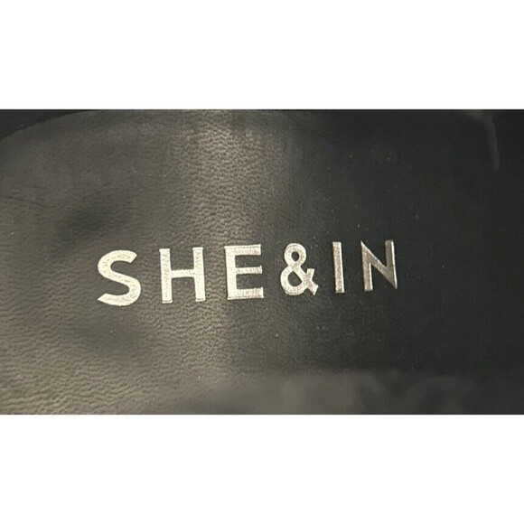 SHE & IN Women's Size 7.5 Black Chunky Heeled Ankle Boots with Tassels - Picture 10 of 12